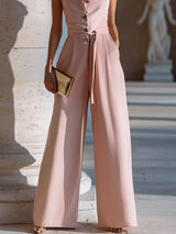 Tuta Senza Maniche con Cintura e Gamba Larga