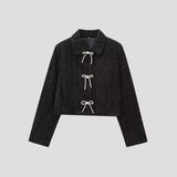 Giacca in Tweed con Fiocchi Frontali – Stile Cropped Chic